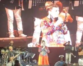 Margarita, La Diosa de la Cumbia, en su concierto en la Feria Feria de Corpus Christi en Veracruz.